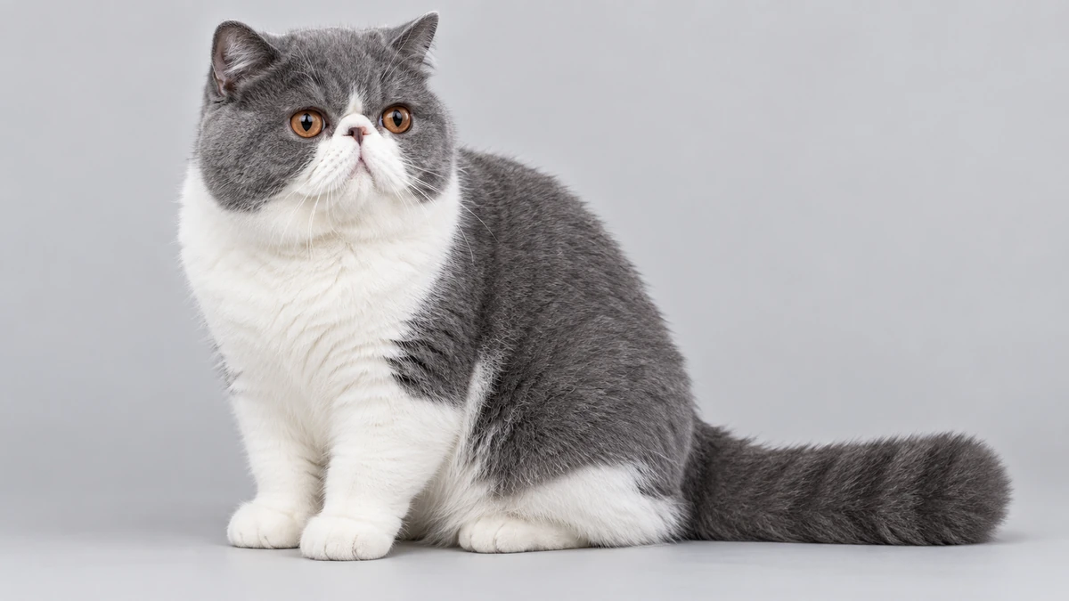 Exotic Shorthair kedi — bicolour